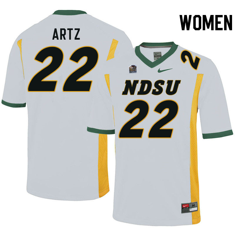 Women #22 Hudson Artz North Dakota State Bison College Football Jerseys Stitched-White